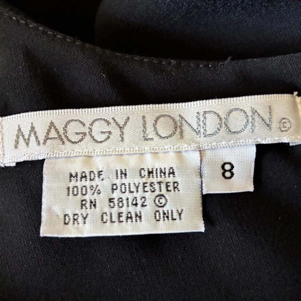Maggy London Black Sleeveless Midi Sheath Dress Size 8